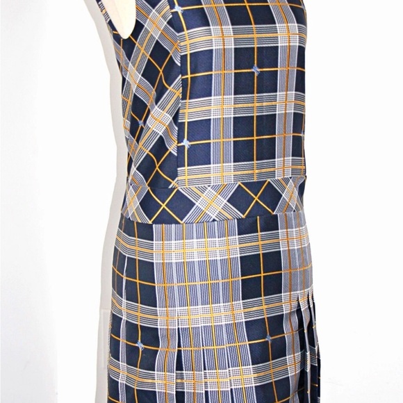 Burberry Alana Embroidered Equestrian Knight Logo Navy Plaid Mini Dress US 8 - Picture 11 of 16